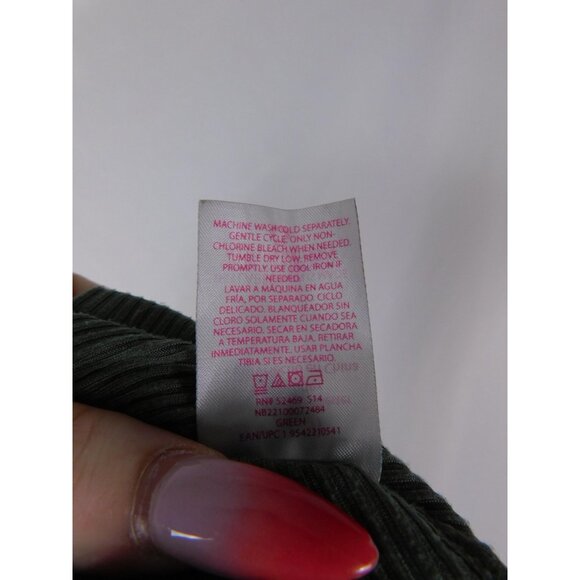 Green Ribbed Button Front Cami Tank Top Womens Medium Lettuce Hem - Picture 12 of 12